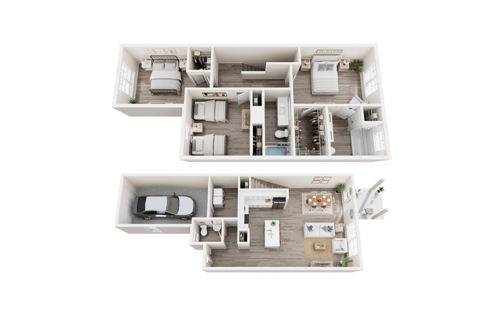 The Encore - 2 bedroom floorplan layout with 2.5 bathrooms and 